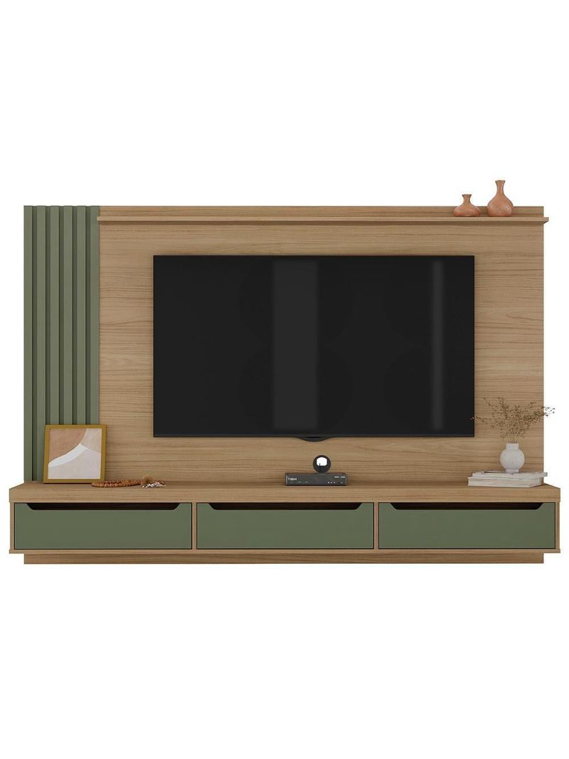 Painel TV 75 Polegadas E Bancada Suspensa Vale Carvalho Menta A09 - Mpozenato