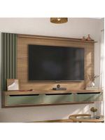 Painel TV 75 Polegadas E Bancada Suspensa Vale Carvalho Menta A09 - Mpozenato