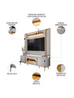 Painel TV 75 Polegadas Marina E Rack Com Led 180cm Ricky Off Naturalle B02 - Mpozenato