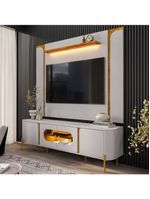 Painel TV 75 Polegadas Marina E Rack Com Led 180cm Ricky Off Naturalle B02 - Mpozenato