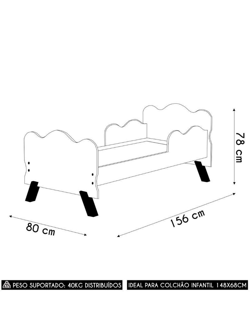 Mini Cama Infantil 148x68cm Proteção Lateral Vivi Rose Z53 - Mpozenato