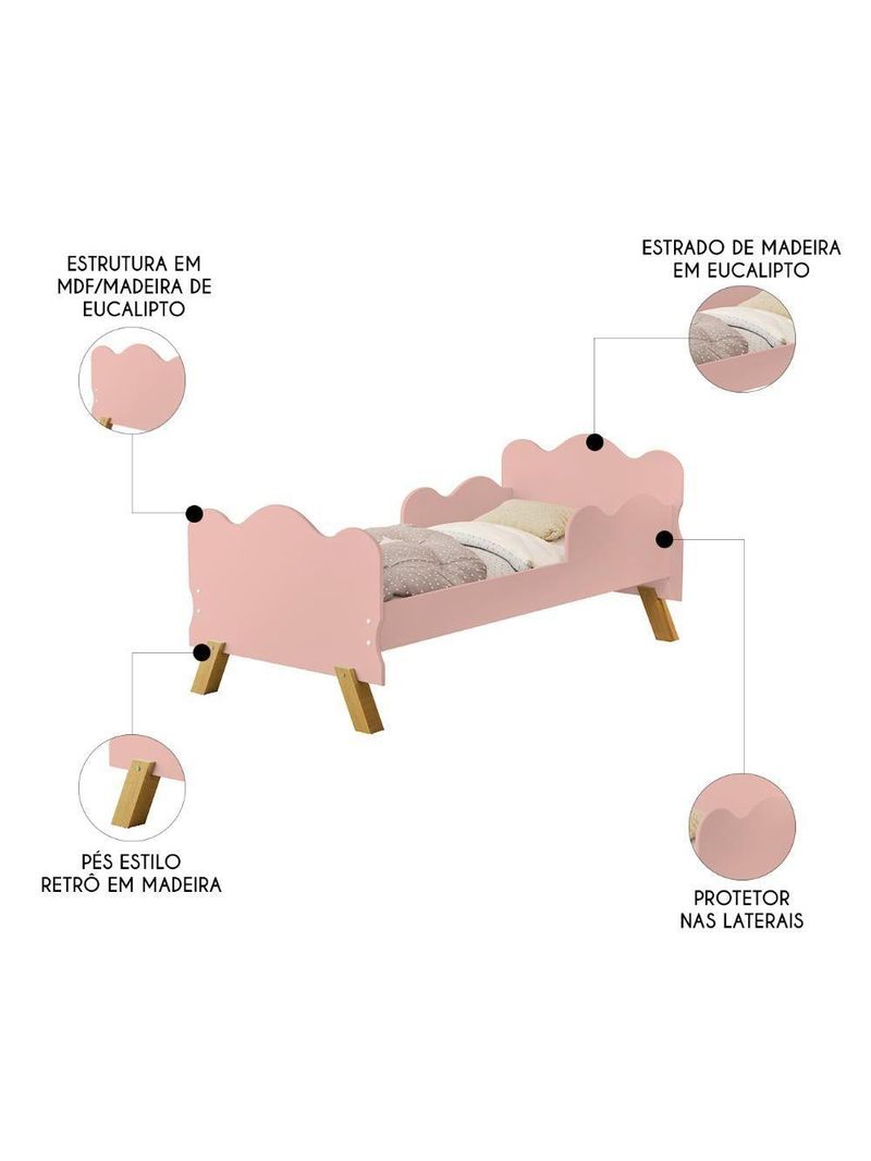 Mini Cama Infantil 148x68cm Proteção Lateral Vivi Rose Z53 - Mpozenato