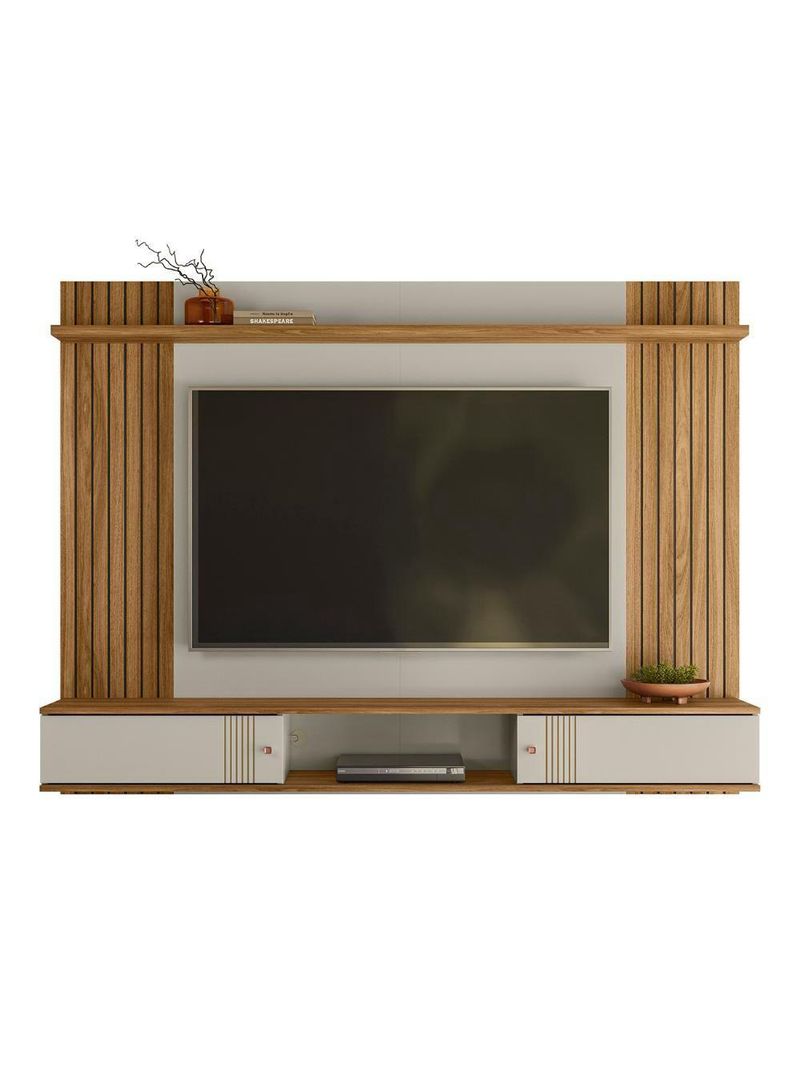 Painel TV 70 Polegadas E Bancada Suspensa 180cm Yany Off White Nature Z49 - Mpozenato