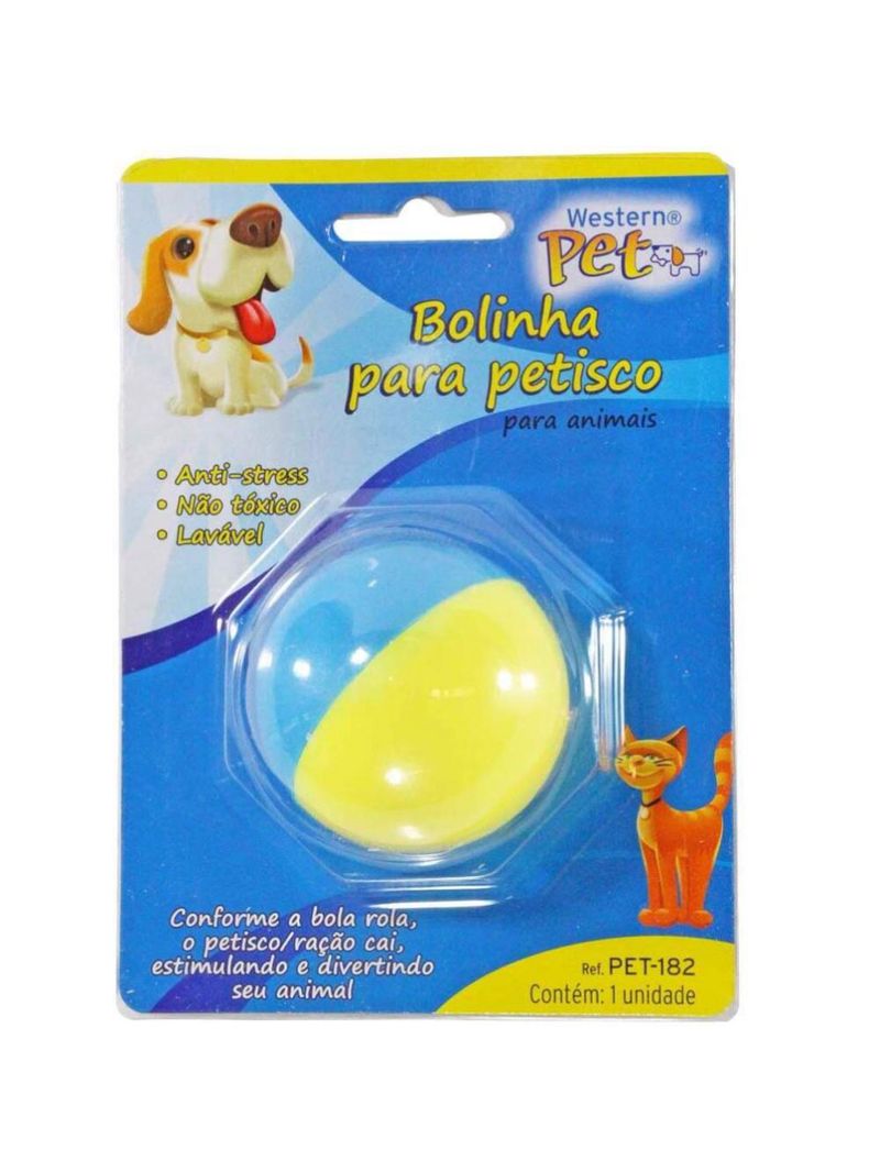 Bola de petiscos azul com amarelo