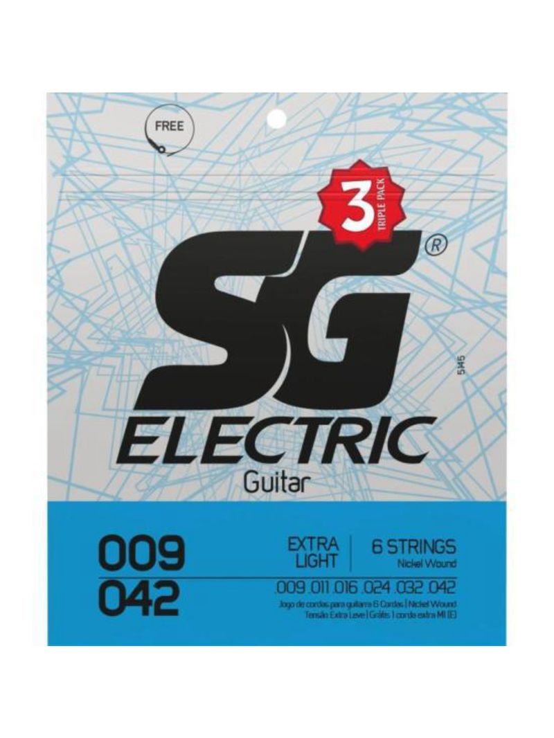 Encordoamento para guitarra 009 extra light pack (com3) sg