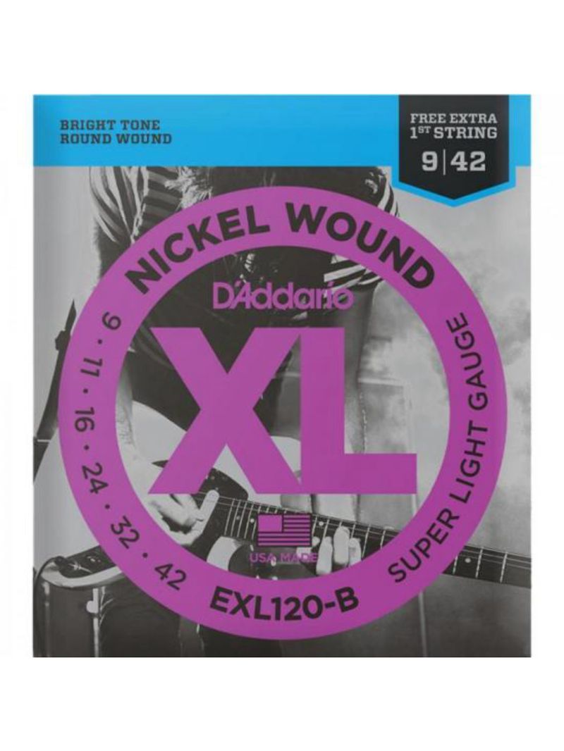 Encordoamento guitarra 009-042 xl nickel exl120-b d addario com corda extra pl009