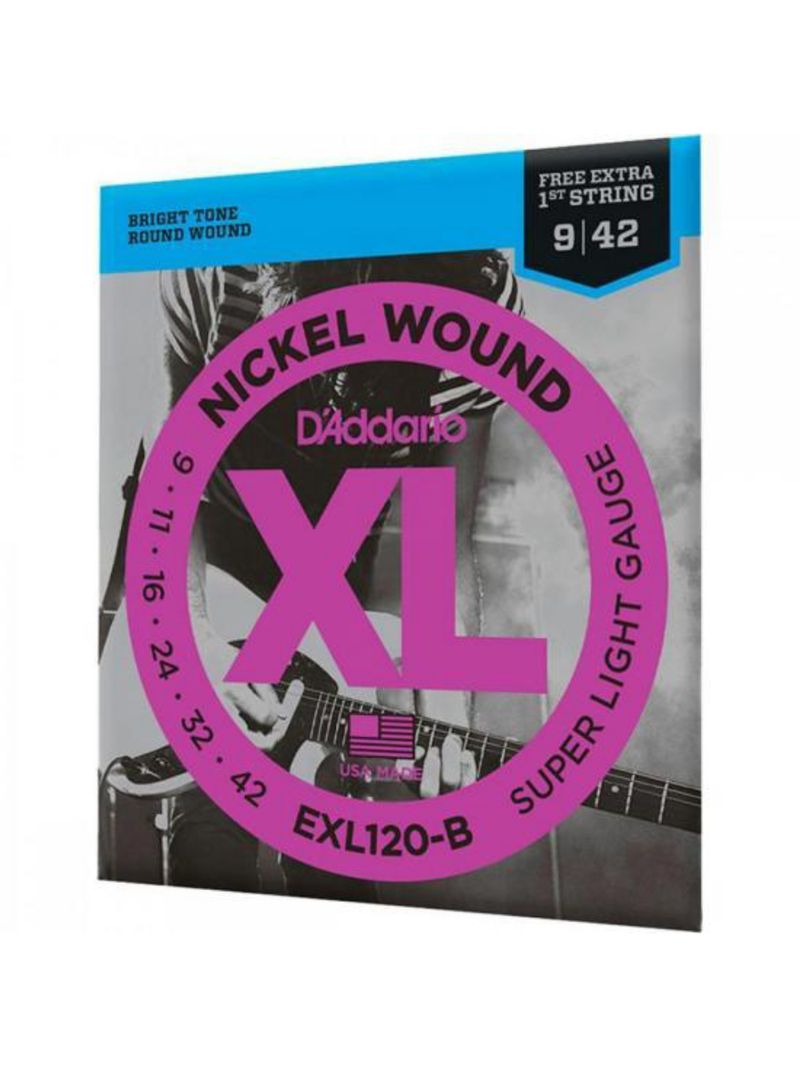 Encordoamento guitarra 009-042 xl nickel exl120-b d addario com corda extra pl009