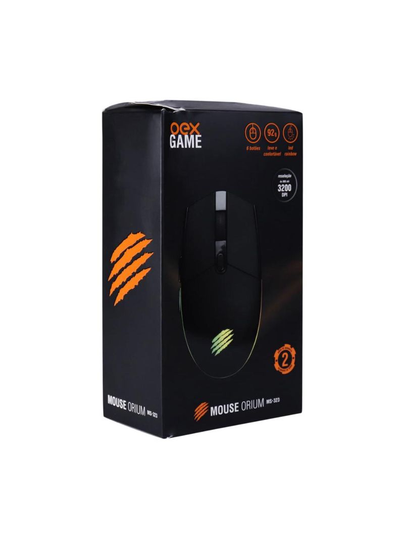 Mouse oex orium ms323 preto 3200 dpi
