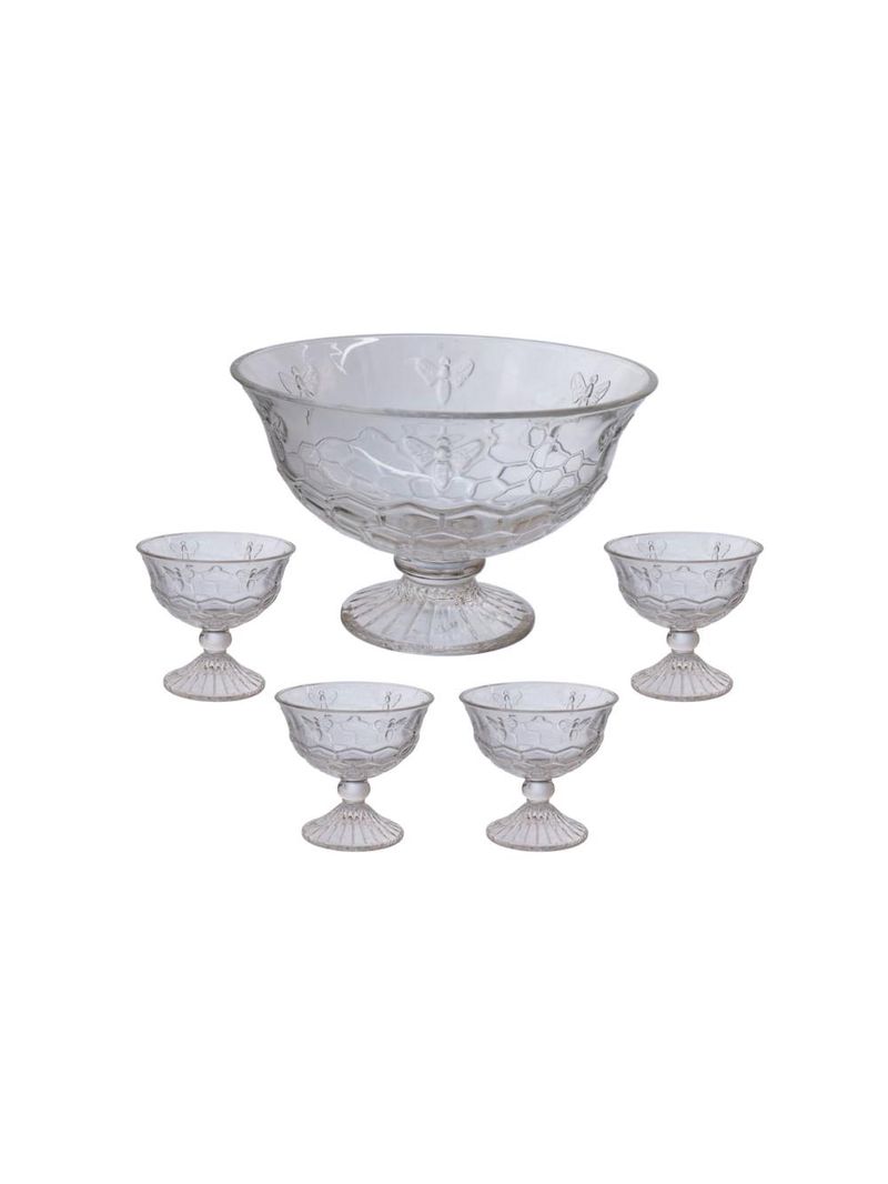 Centro de mesa pé de vidro bee tramado com cinco peças - hauskraft