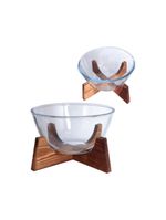 Bowl de borossilicato com suporte de madeira acácia hauskraft