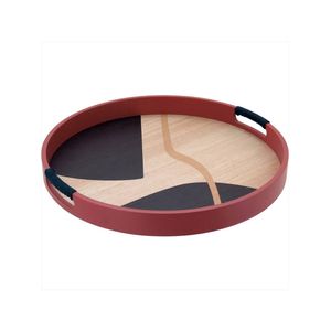 Bandeja redonda mdf 4x40x40cm marrom - marrom