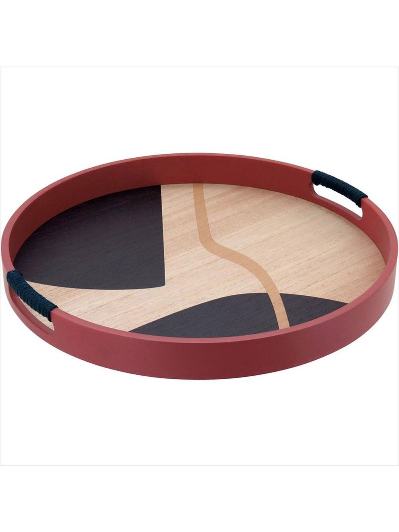 Bandeja redonda mdf 4x40x40cm marrom - marrom