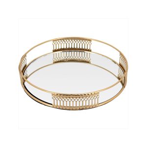 Bandeja espelhado metal 3x20x20cm dourado