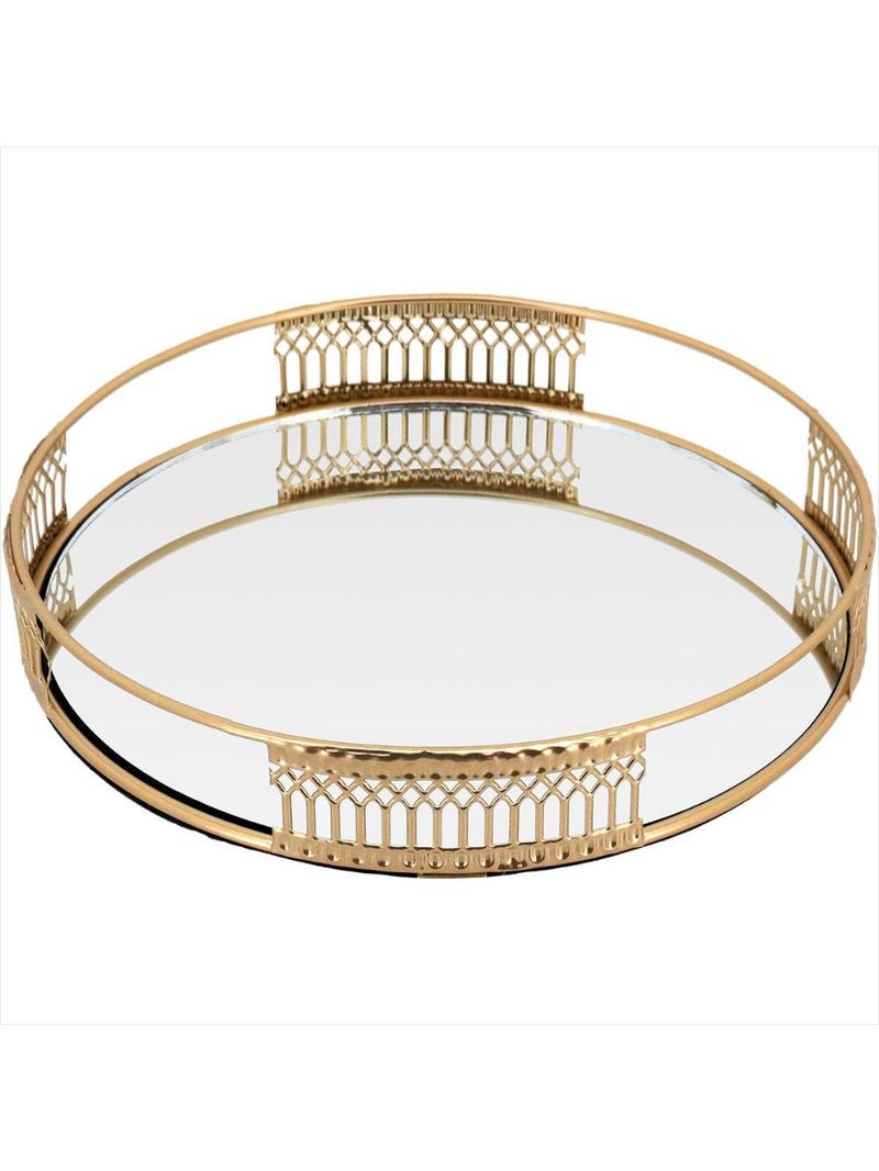 Bandeja espelhado metal 3x20x20cm dourado