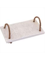 Bandeja alça fibra mármore 1x14x24cm branco
