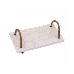 Bandeja alça fibra mármore 1x14x24cm branco