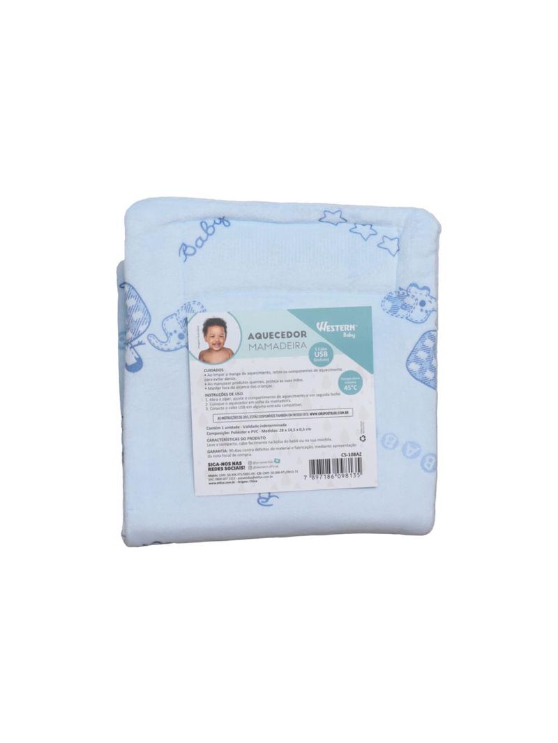 Aquecedor de mamadeira azul usb - western