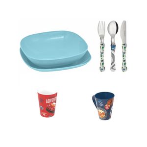 Conjunto pratos, talheres, copo, caneca  infantil - carros