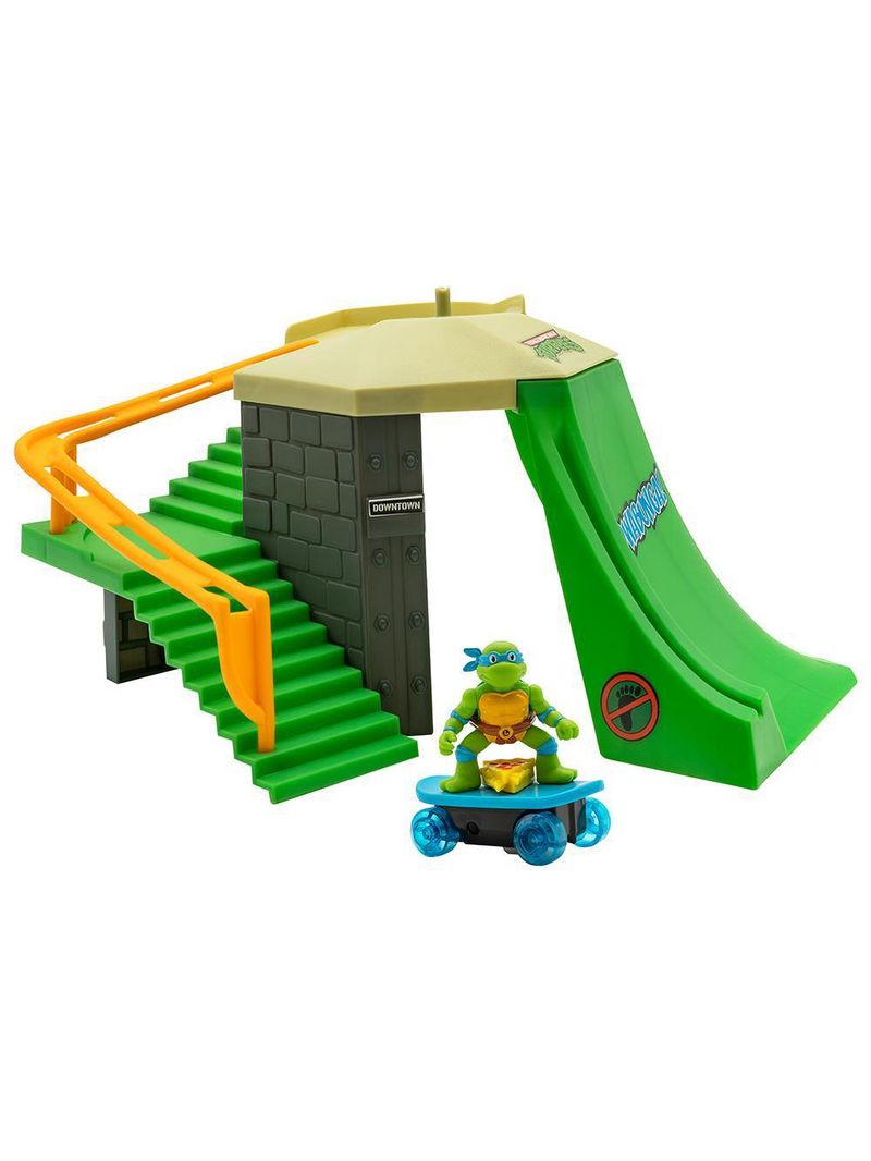 Tartarugas ninja - pista de skate mini mayhem playset