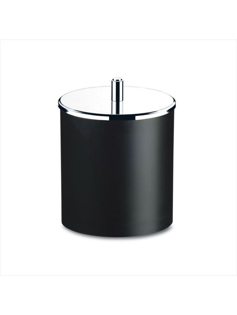 Lixeira pequena preta tampa inox 18,5x23cm 5,4 litros