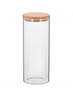 Pote 25x10x10 cm 1,4l borosilicato transparente com tampa bambu table - gs
