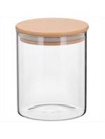 Pote 12x10x10 cm 770ml borosilicato transparente com tampa bambu table - gs