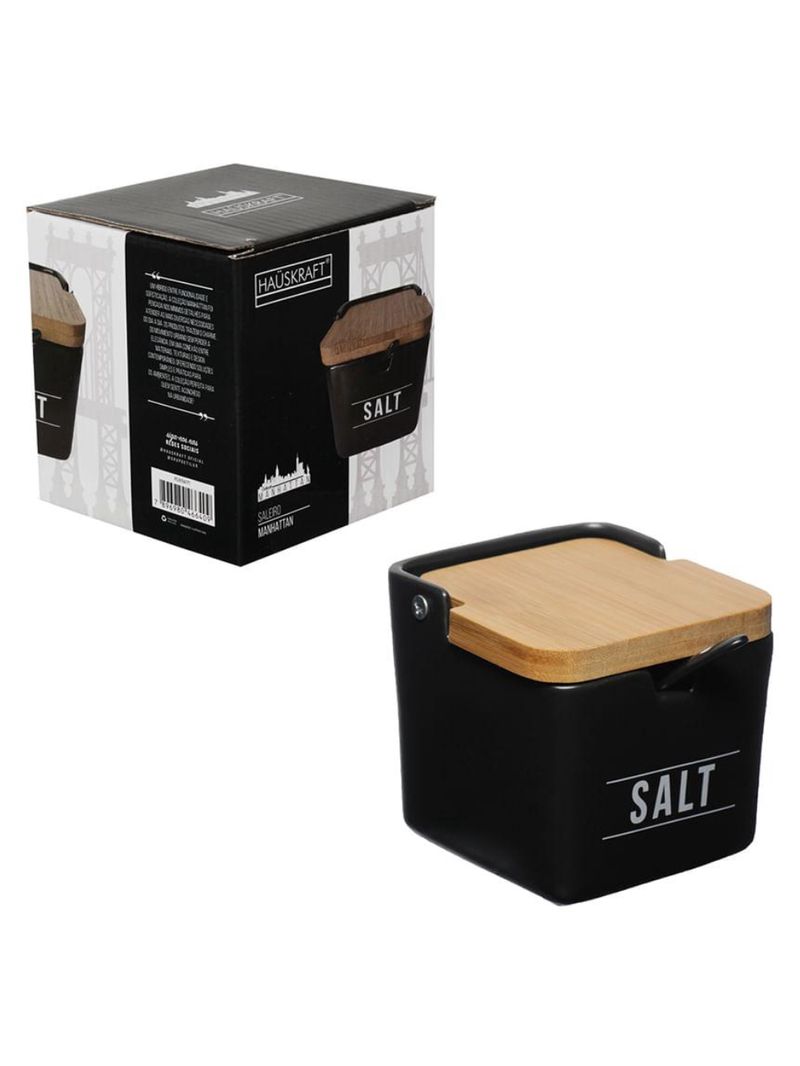 Saleiro manhattan porcelana hauskraft preto 270 ml