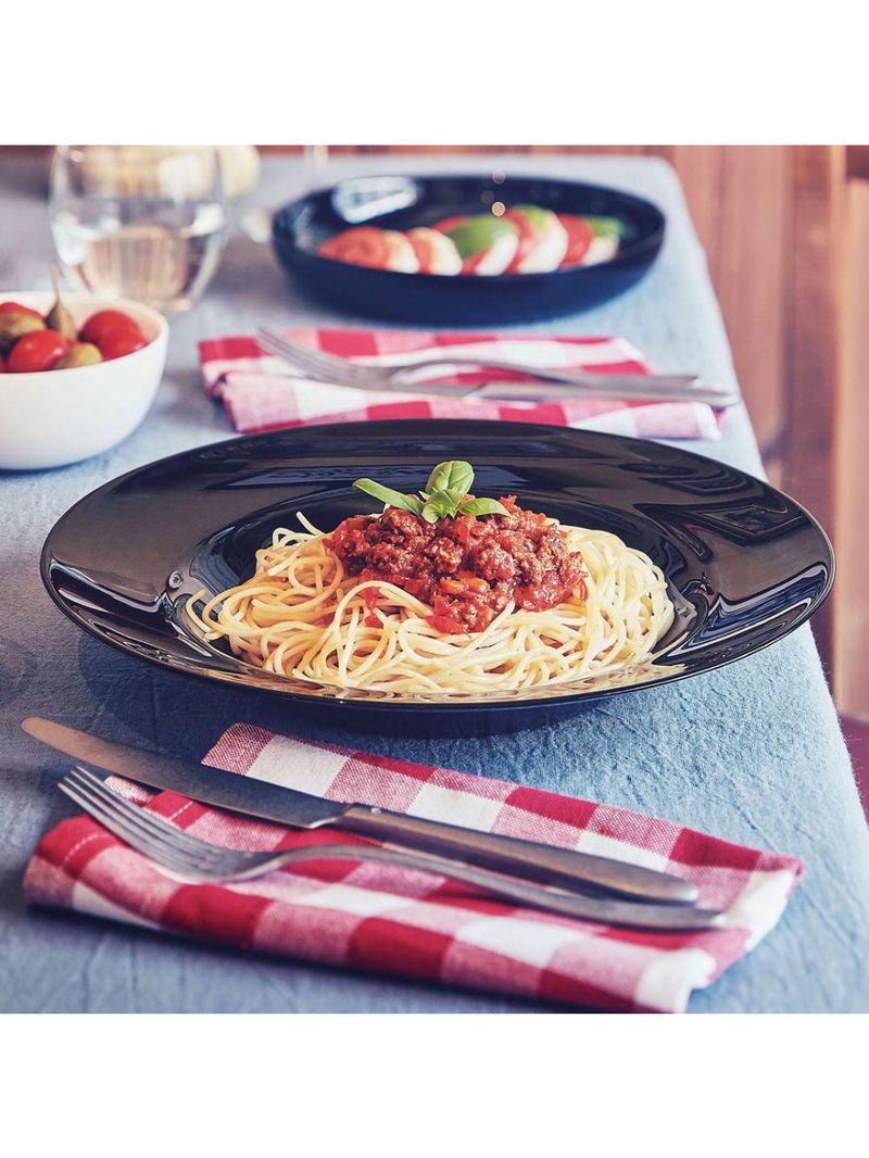 Prato pasta friend's time  vidro temperado preto luminarc