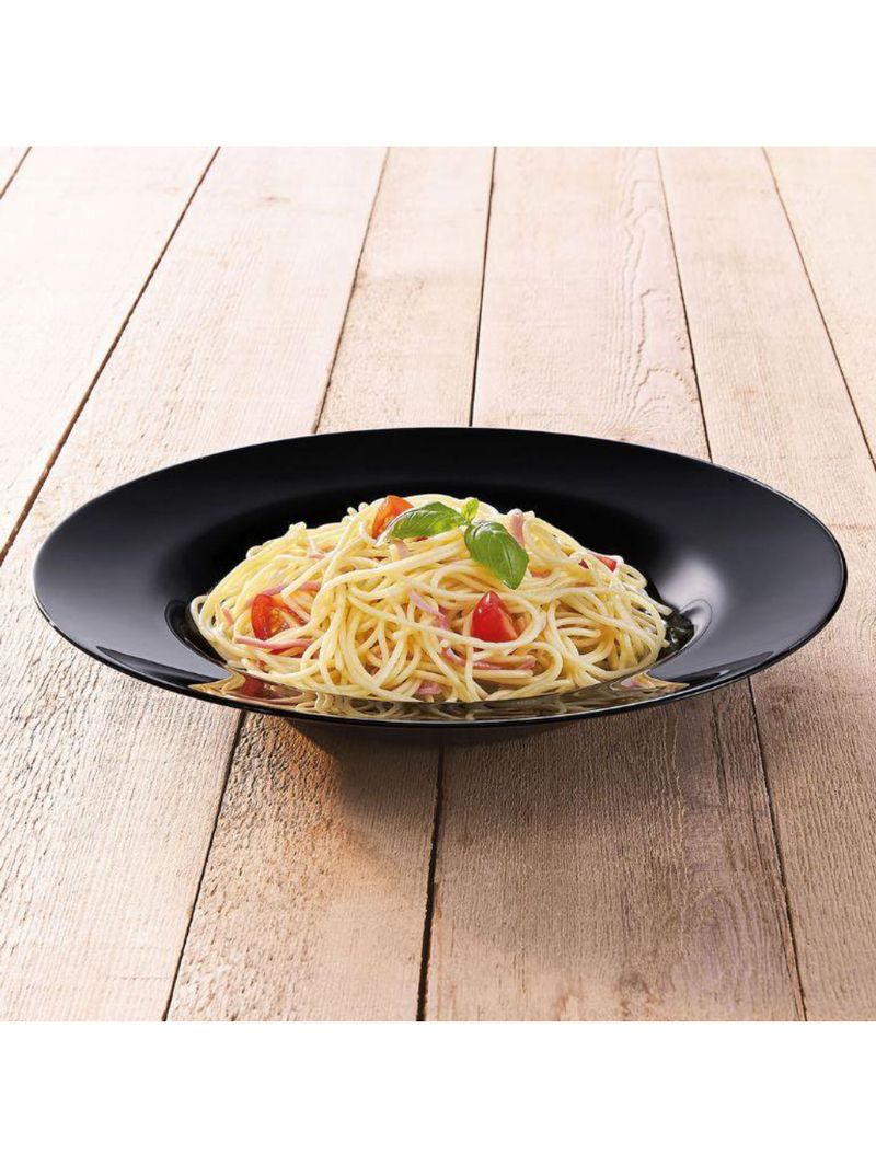 Prato pasta friend's time  vidro temperado preto luminarc