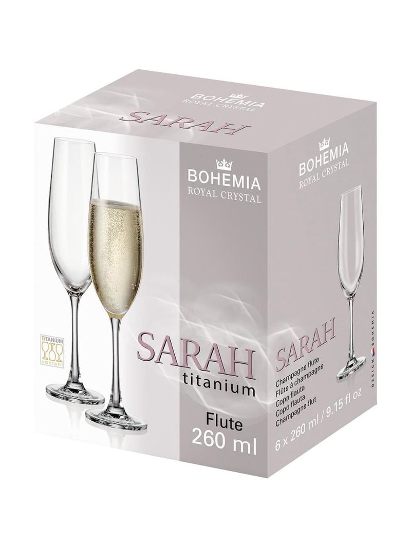 Taça champanhe bohemia sarah cristal 260 ml 6 peças