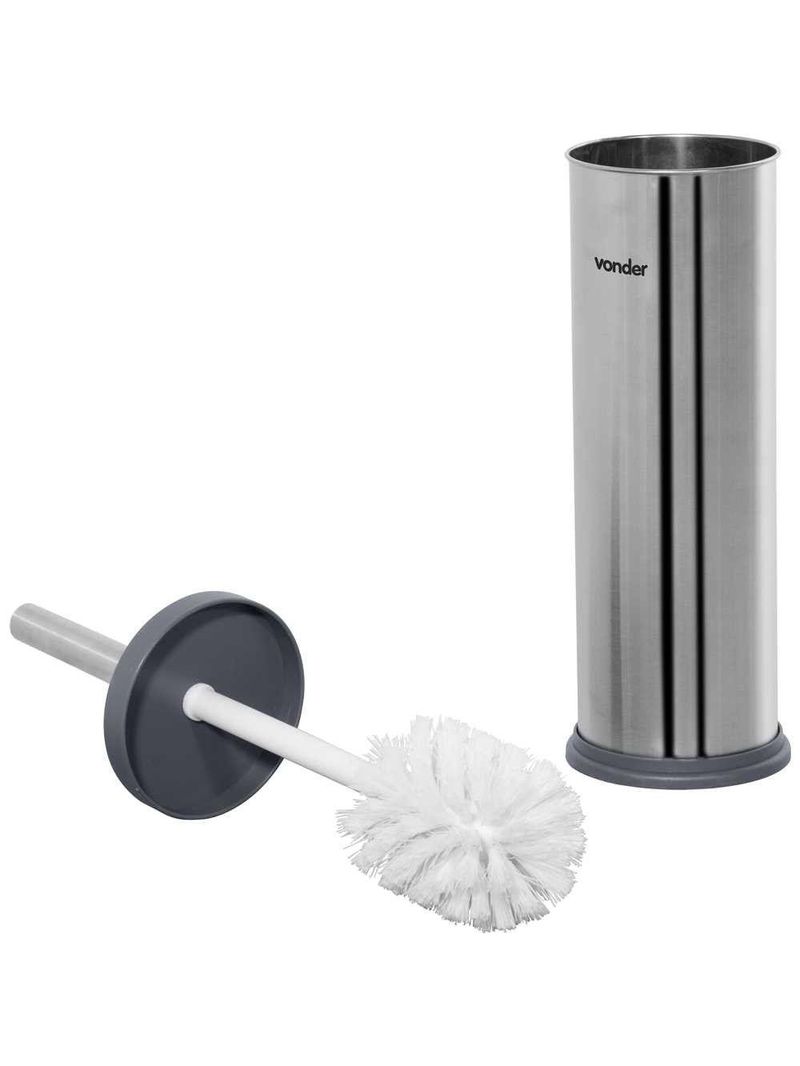 Lixeira redonda 5l inox cinza com escova sanitária vonder