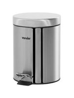 Lixeira redonda 5l inox cinza com escova sanitária vonder