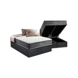 Cama Box Baú King: Colchão Molas Ensacadas Anjos Masterpocket Fort Flex + Base Gray(193X203)