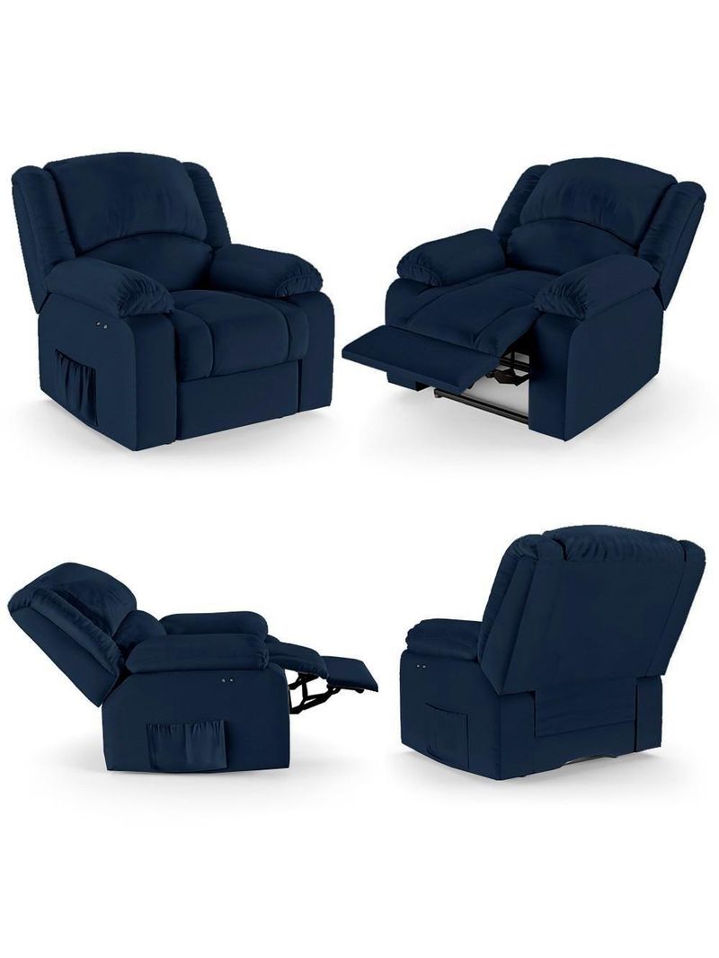 Poltrona Do Papai Reclinável Pietra Power Touch FH9 Pu Azul - Mpozenato