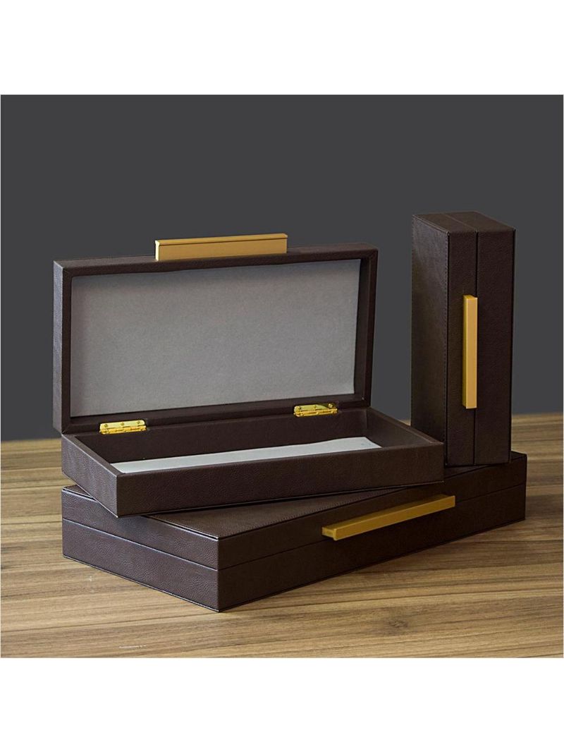 Caixa organizadora sintético marrom 3 peças - home&amp;co