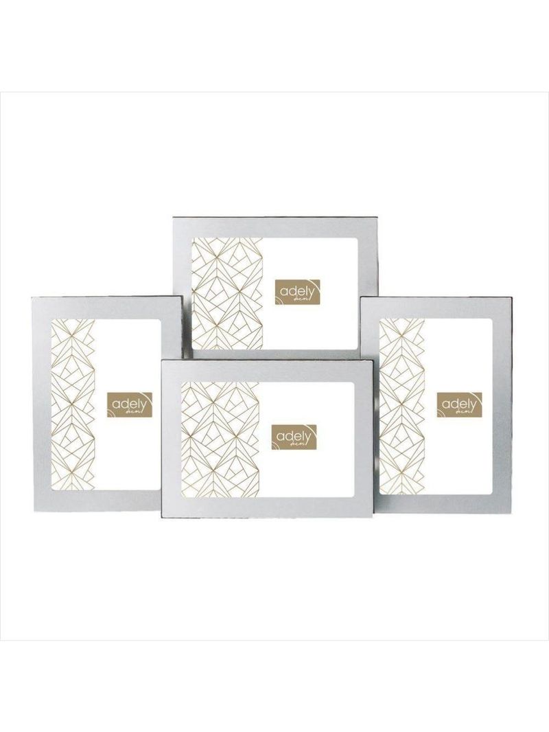 Porta-retrato 10x15 múltiplo 4 fotos - prata - aluminio - adely decor