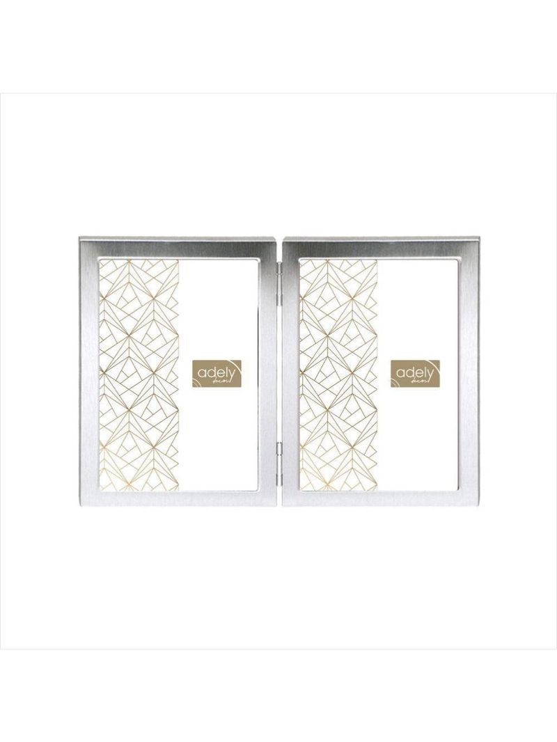 Porta-retrato 13x18 escovado - cinza com escovado pretos - adely decor