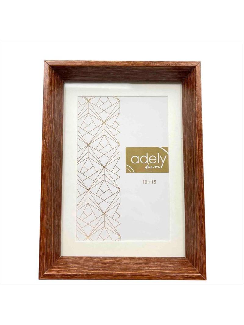 Porta retrato alumínio decor madeira avermelhada 10 x 15 cm