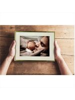 Porta retrato vidro paspatur borda dourada 10 x 15 cm