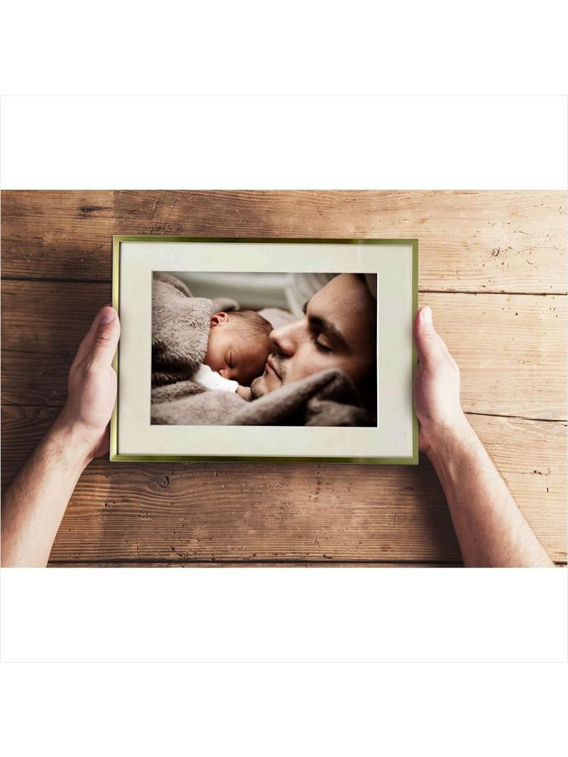 Porta retrato vidro paspatur borda dourada 10 x 15 cm