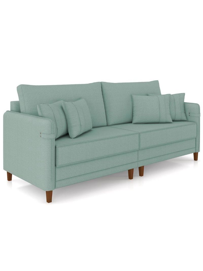 Sofá 2 Lugares Living 172cm Pé Madeira Zoe Boucle Pistache Z08 - Mpozenato