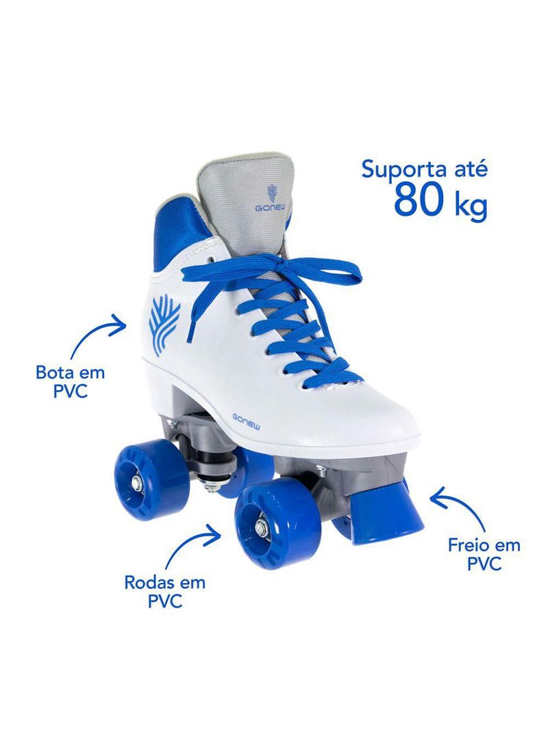Patins bel quad - retro basic branco/azul tam 35