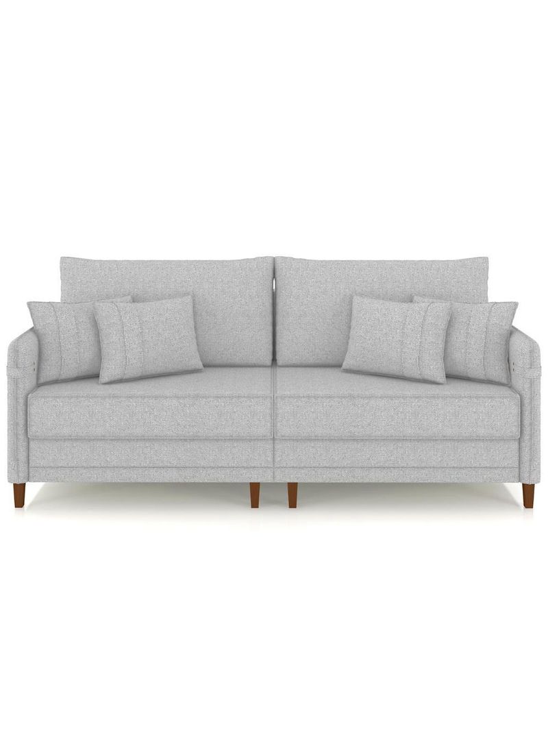 Sofá 2 Lugares Living 172cm Pé Madeira Zoe Linho Cinza Claro Z08 - Mpozenato