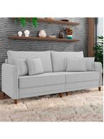 Sofá 2 Lugares Living 172cm Pé Madeira Zoe Linho Cinza Claro Z08 - Mpozenato