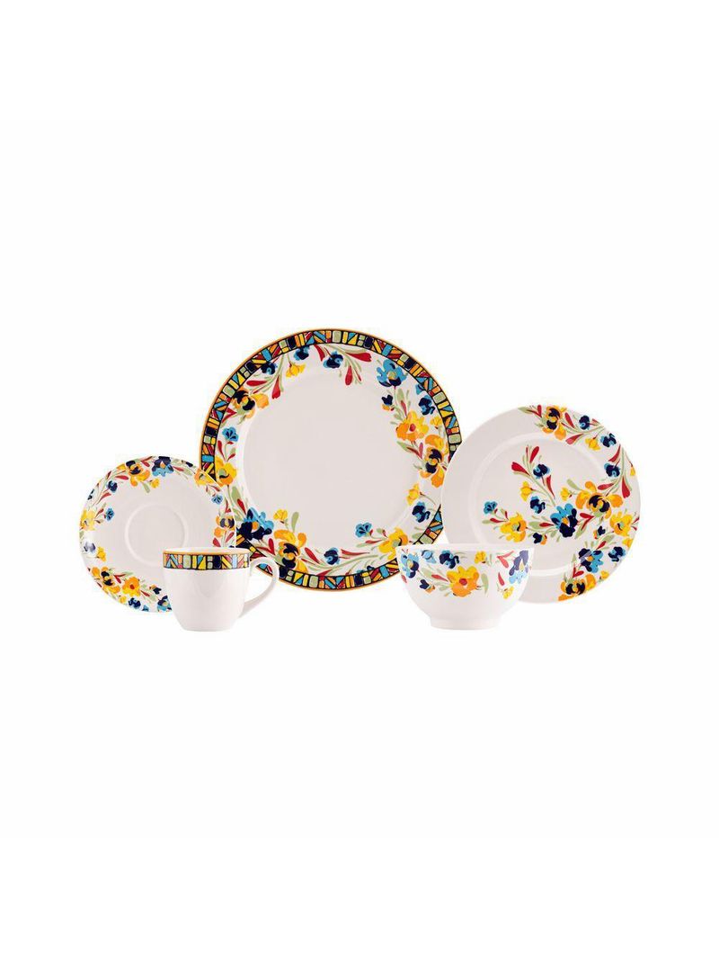 Jogo de jantar 20 peças etnico porcelana real by schmidt