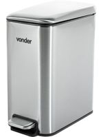 Lixeira retangular 5 litros inox cinza vonder