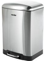 Lixeira retangular 12 litros inox cinza vonder