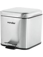Lixeira retangular 3 litros inox cinza vonder