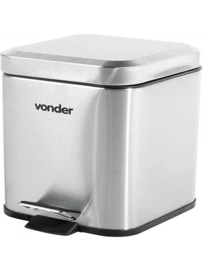Lixeira retangular 3 litros inox cinza vonder
