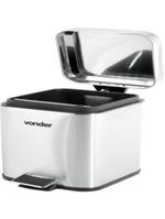 Lixeira retangular 3 litros inox cinza vonder
